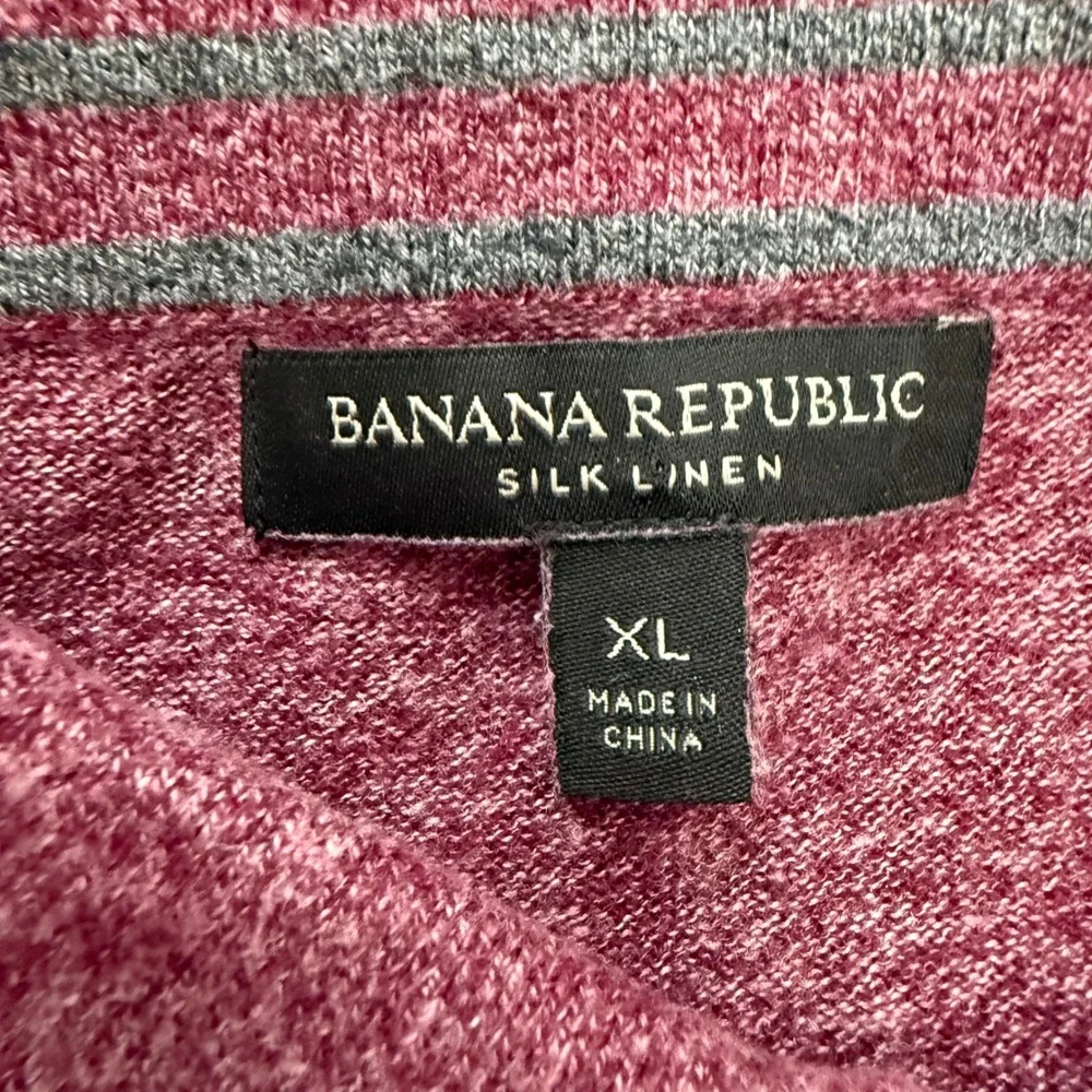 Banana Republic Polo Shirt Mens XL Maroon Red Silk Linen Blend Knit Short Sleeve